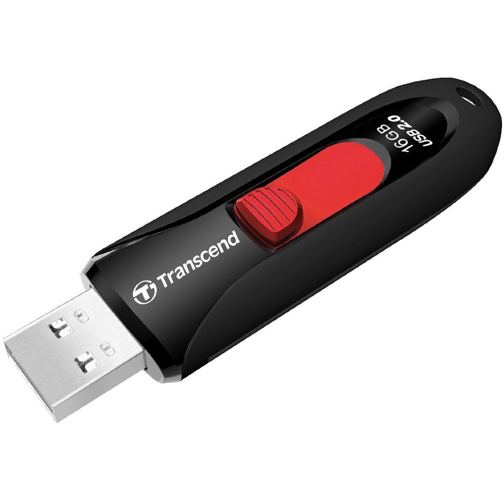 Памет USB Transcend JetFlash® 590K 16GB, USB 2.0, Black/Red