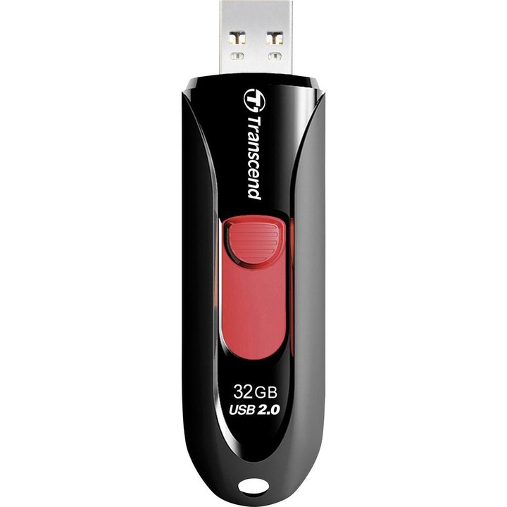 Памет USB Transcend JetFlash® 590K 32GB, USB 2.0, Black/Red
