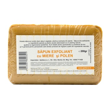 Sapun exfoliant cu miere si polen, Apidava, 200 g Sapun exfoliant cu miere si polen, Apidava, 200 g