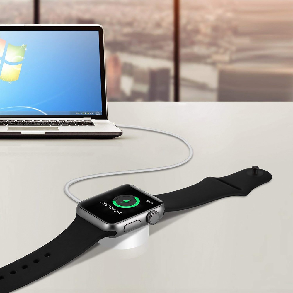 Incarcator magnetic wireless Apple Watch Series 1 / 2 / 3/ 4, 38/42/40/44mm  cu cablu de 1m, alb - eMAG.ro