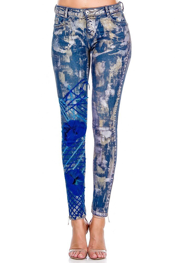 Pantalon denim albastru Liza Panait AV-145E