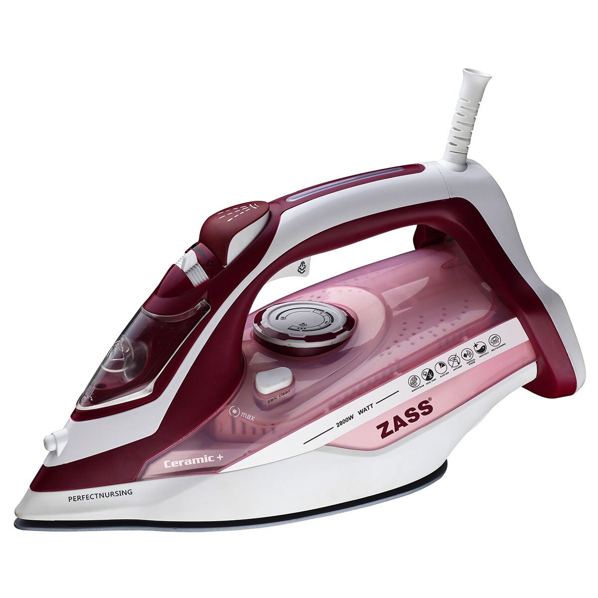 Fier de calcat Zass A10, 2800 W, talpa ceramica, 0.35 l, 160 g/min, sistem auto-curatare