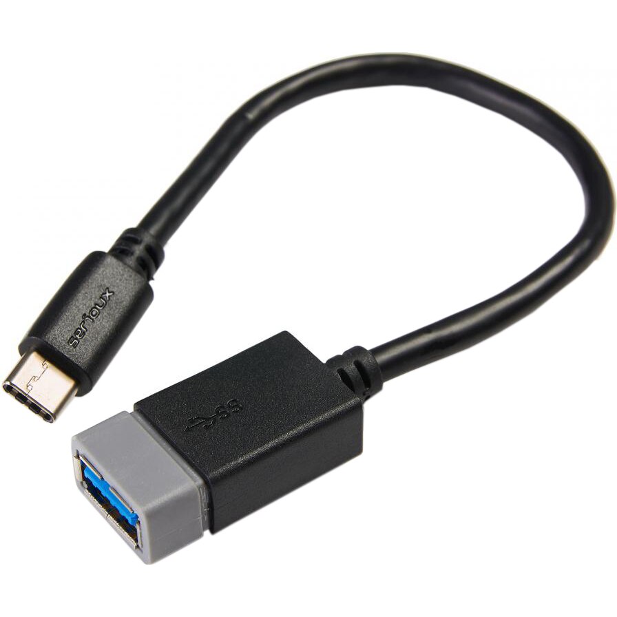 Adaptor Serioux, USB 3.0 Tip-C tata - USB-A 3.0 mama, compatibil cu toate dispozitivele cu port USB Tip-C integrat, Functie OtG (On the Go), negru