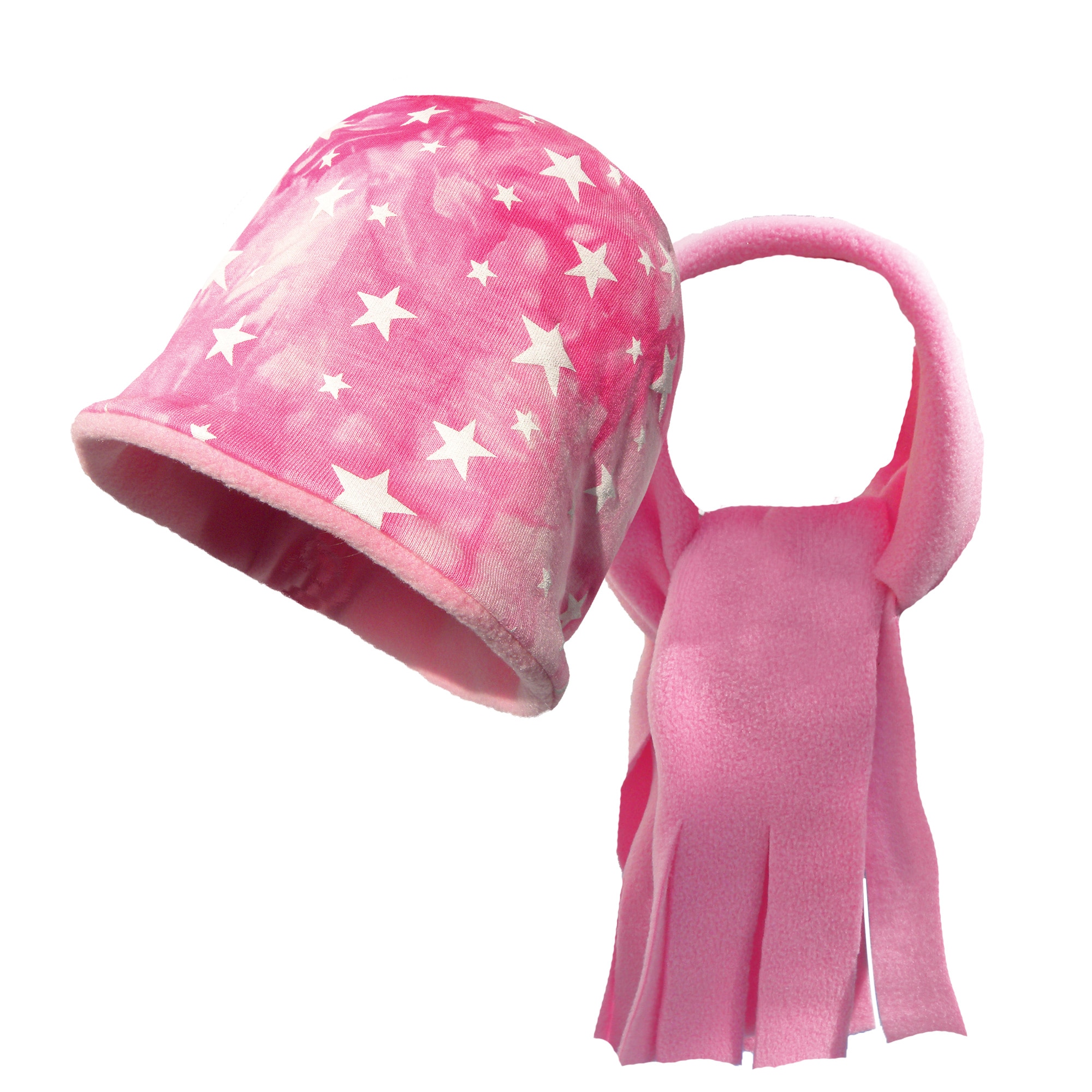 Set fes si fular Piticot SC106 imprimeu stelute, Roz