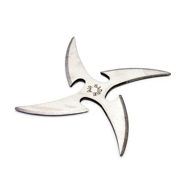 Stea Ninja Metalica cu 4 Colturi, Shuriken Shaken, Argintie