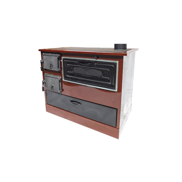 Голяма печка за готвене на дърва, плоча от спорна стомана, фурна Ler, чекмедже за съхранение, оттичане отдясно, мощност 7,5kw, размери 89 x 51 x 75 cm