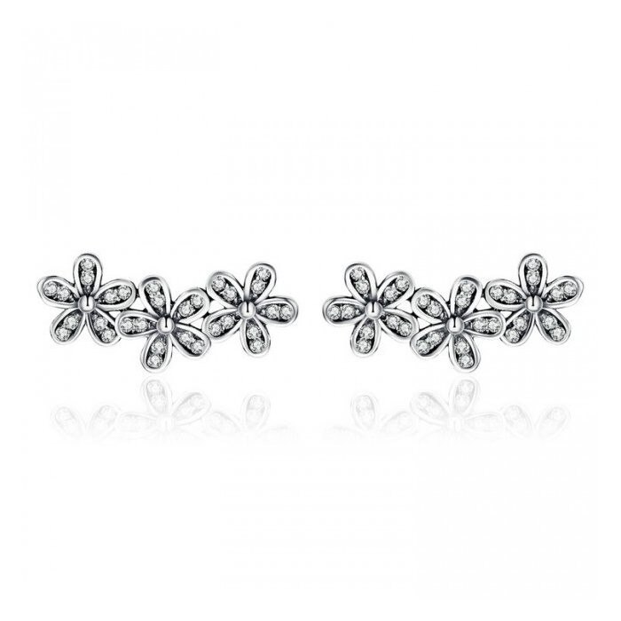 Cercei din argint cu Trei Floricele