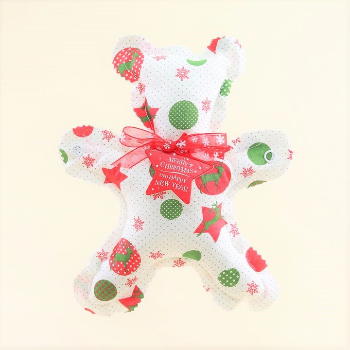 Joc/Jucarie- Kit Ursulet - Set constructie de indemanare, atentie si creativitate, 24 x18 cm Alb cu reni si stele