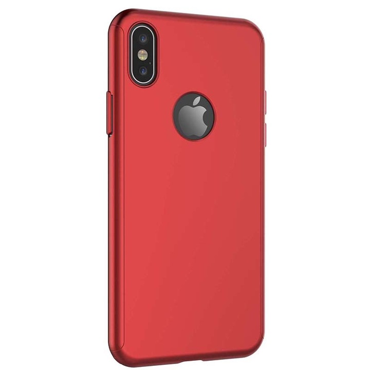 Husa Full cover 360° (fata + spate + sticla) pentru Apple iPhone XS Max, rosie