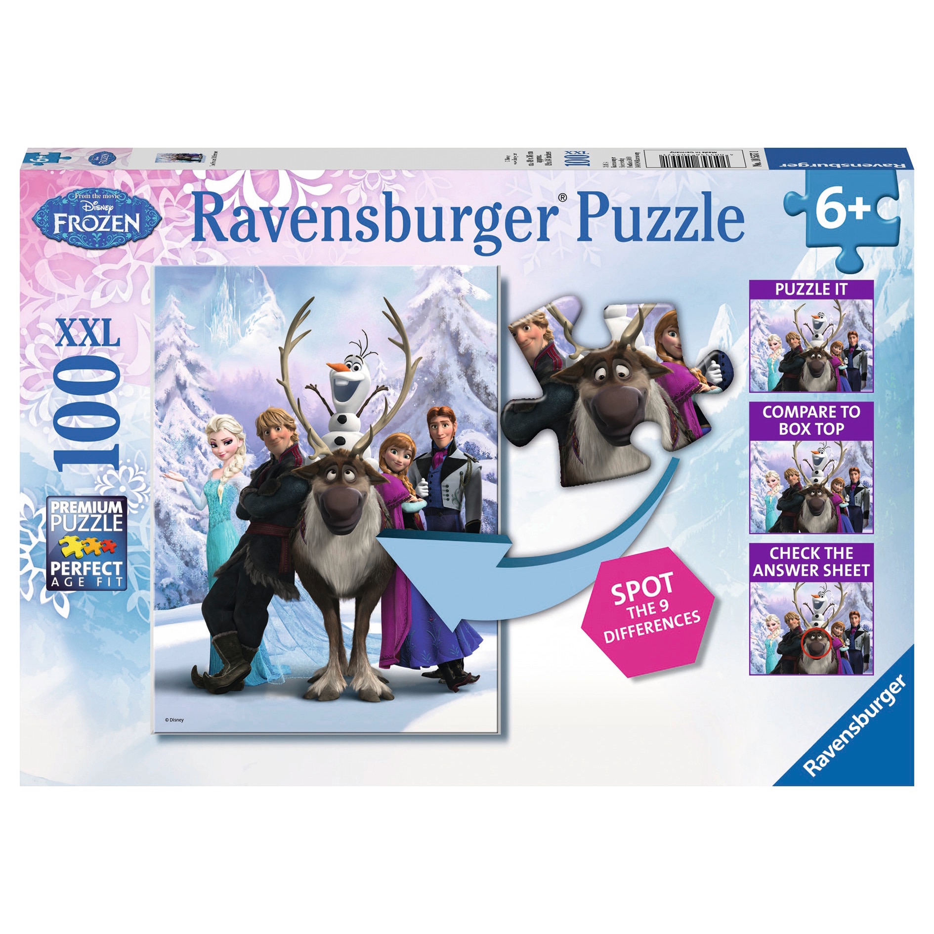 Puzzle Ravensburger - Disney Frozen, Gaseste diferentele, 100 piese