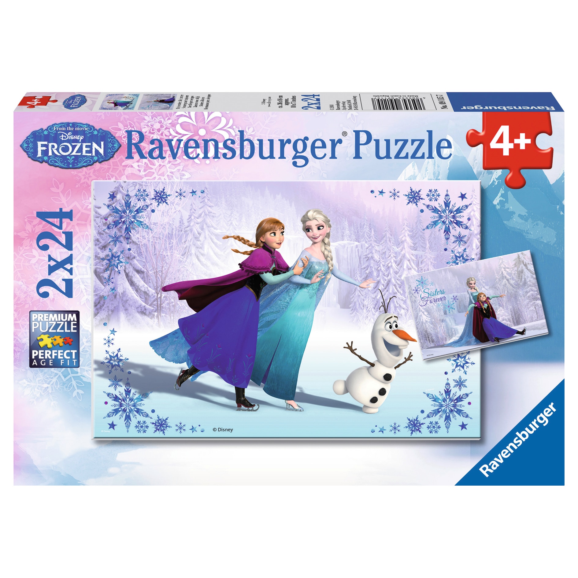 Puzzle Ravensburger 2 in 1 Disney Frozen - Surori pentru totdeauna, 2x24 piese