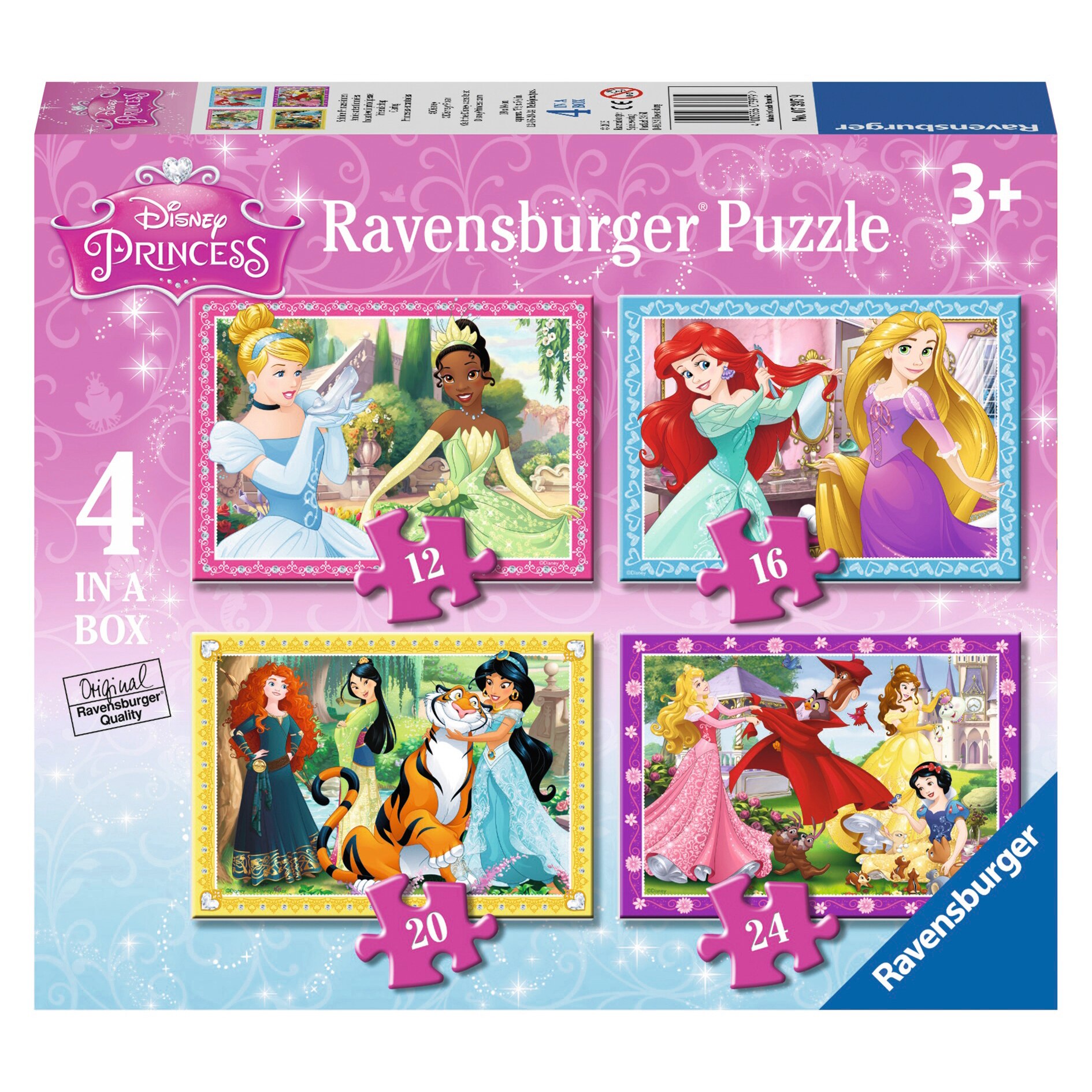 Set 4 Puzzle-uri Ravensburger Printesele Disney, 12/16/20/24 Piese