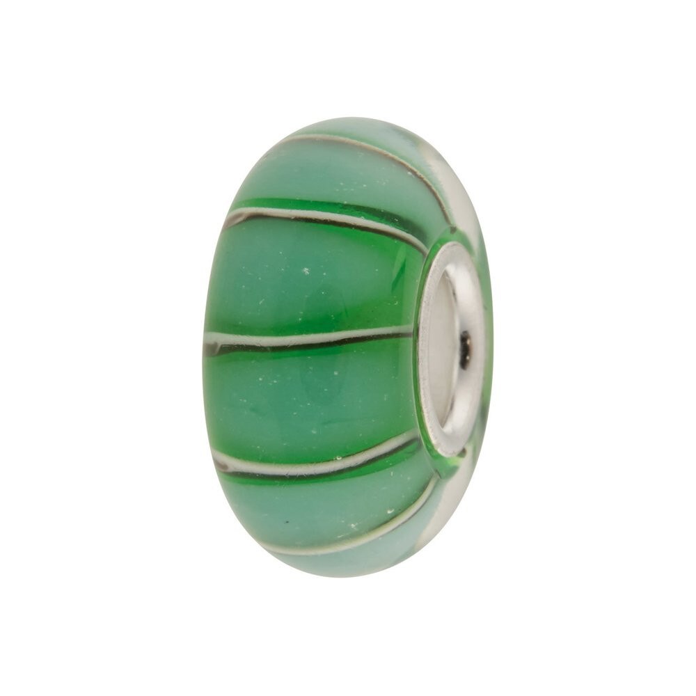Talisman / Charm IJOO, argint 925 si sticla - Green Stripes