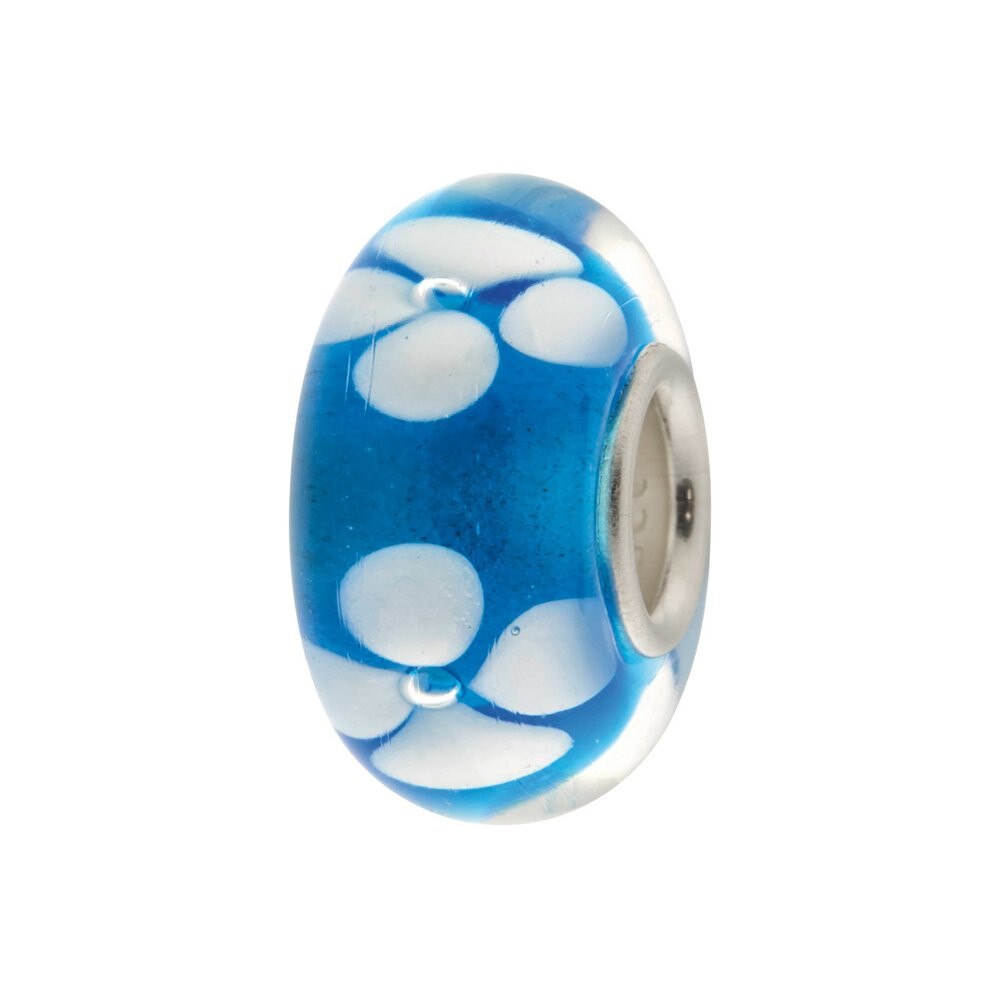 Talisman / Charm IJOO, argint 925 si sticla - Blue and White