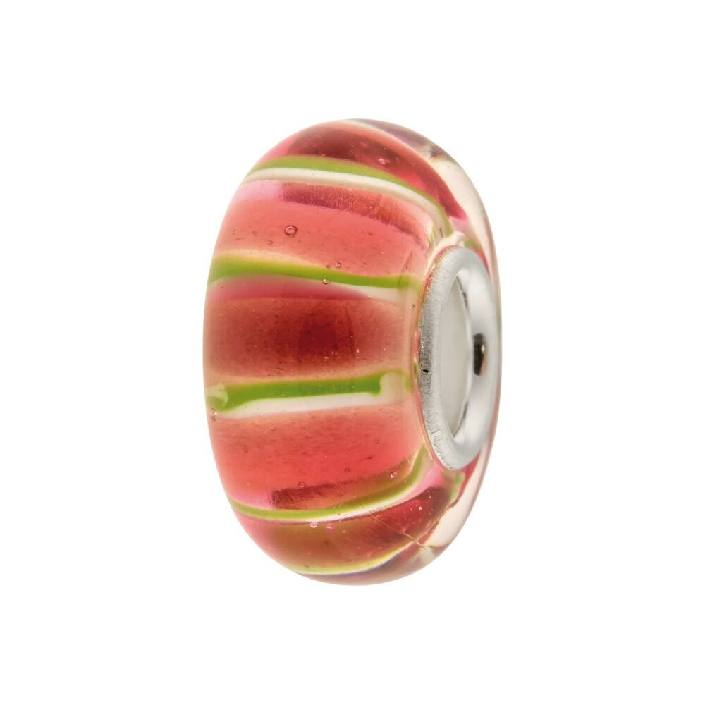 Talisman / Charm IJOO, argint 925 si sticla - Pink Stripes