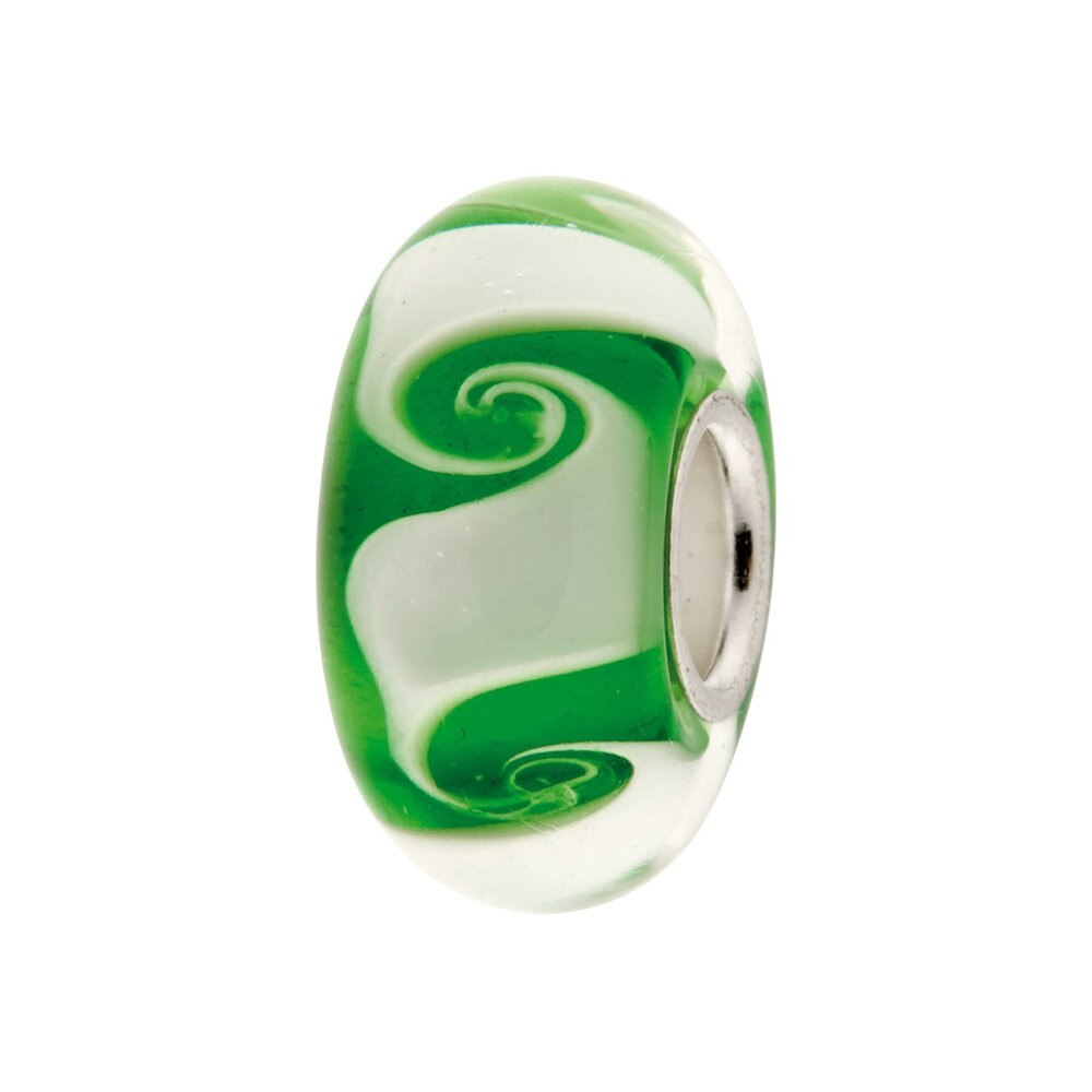 Charm / Talisman IJOO, argint 925 si sticla - Green Spiral