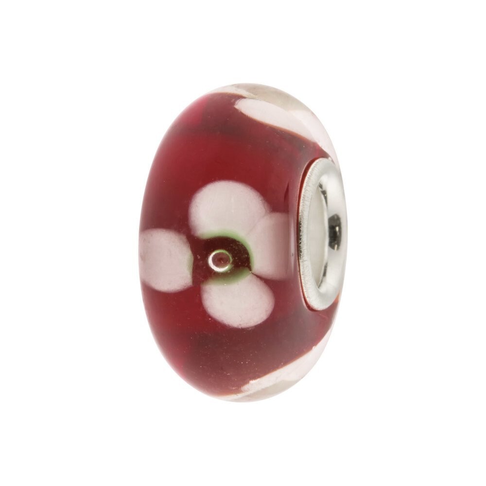 Talisman / Charm IJOO, argint 925 si sticla - White Flowers