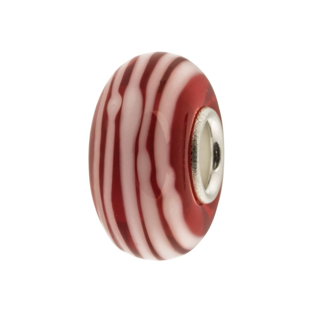 Charm / Talisman IJOO, argint 925 si sticla - Pink Stripes