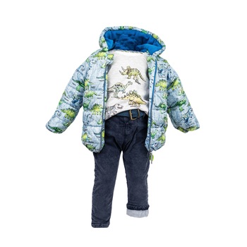 Compleu Dino trei piese multicolore, varsta 12 luni Compleu Dino trei piese multicolore, varsta 12 luni