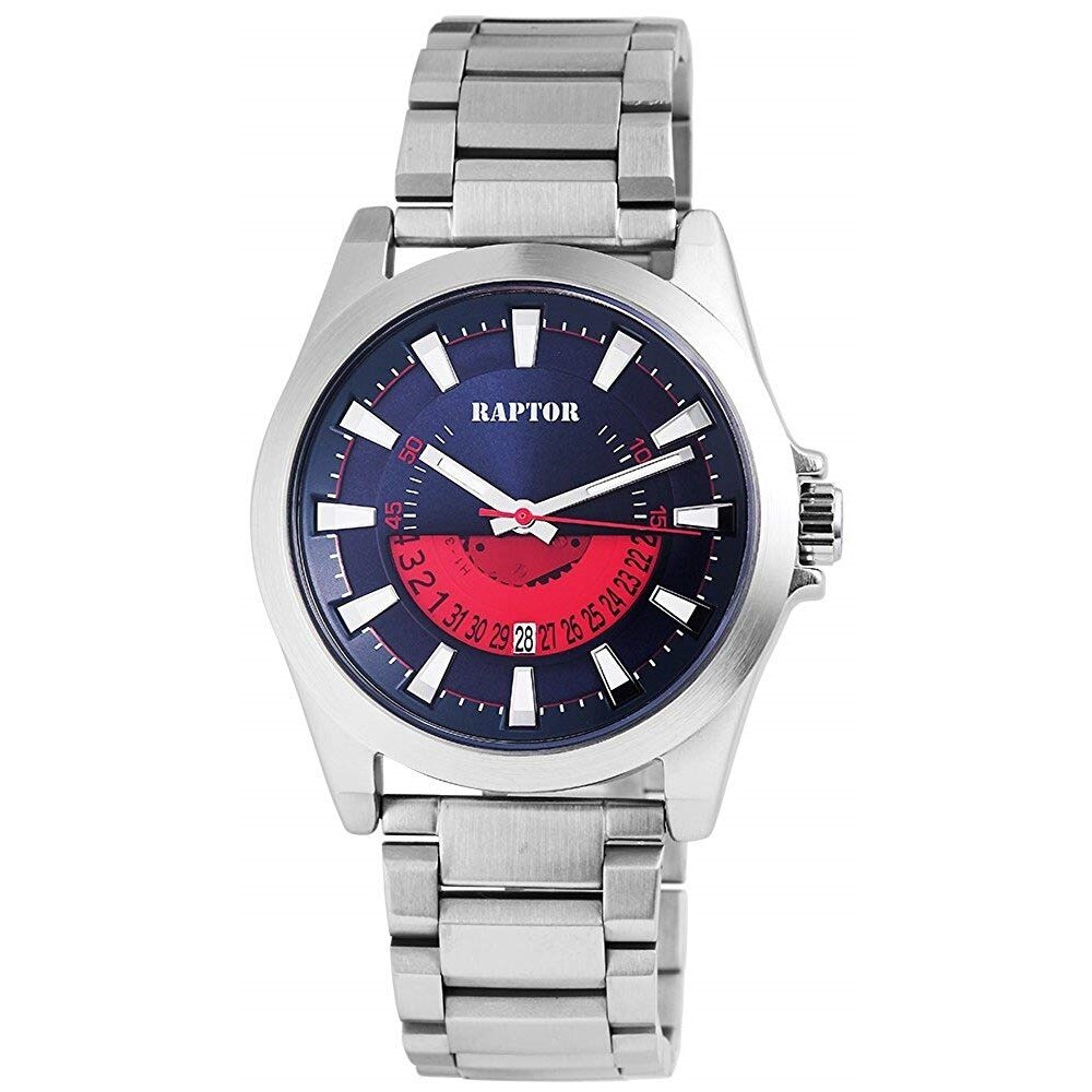 Ceas barbatesc, Raptor, cadran multicolor, data, carcasa si bratara argintie