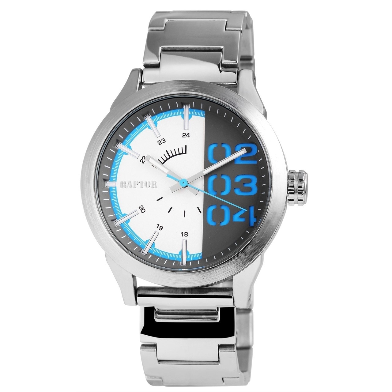 Ceas barbatesc, Raptor, cadran multicolor, carcasa si bratara argintie