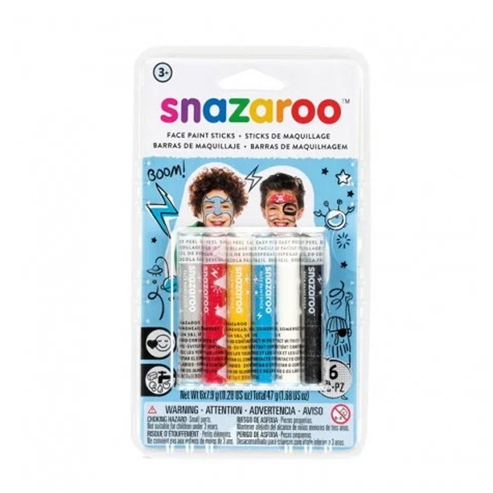 Комплект от 6 цветни пръчици за рисуване на лице Adventure Snazaroo