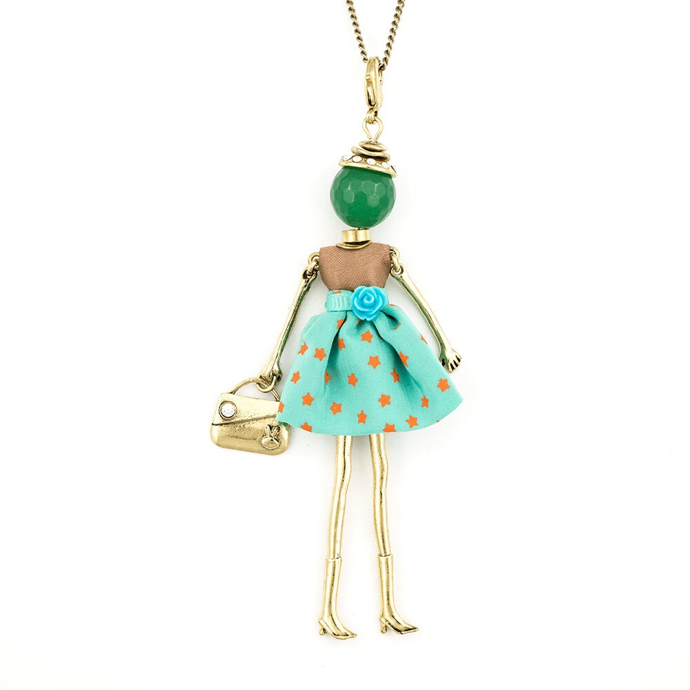 Pandantiv cu lant Bambola in Stile Washington-Green, Pret-a-porter Style by Roxannes - Bambole Milanesi, Verde 42351-Green