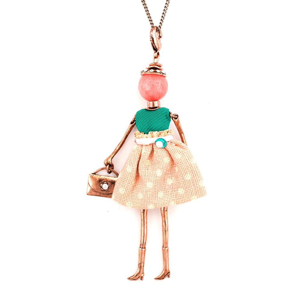 Pandantiv cu lant Bambola in Stile Lima-Pink, Pret-a-porter Style by Roxannes - Bambole Milanesi, Roz 42325-Pink