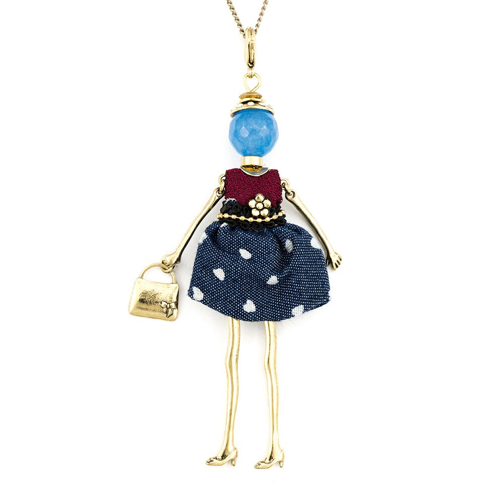 Pandantiv cu lant Bambola in Stile Genova-Blue-Burgundy, Pret-a-porter Style by Roxannes - Bambole Milanesi, Albastru/Grena 42389-Blue-Burgundy