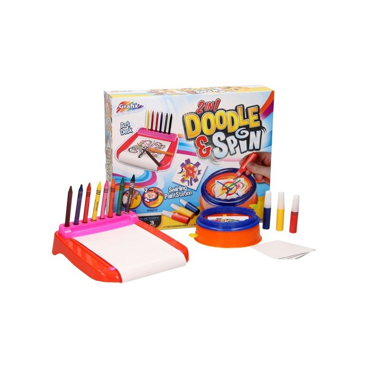 Joc creativ de desenat, 2 in 1 Doodle & Spin, Grafix