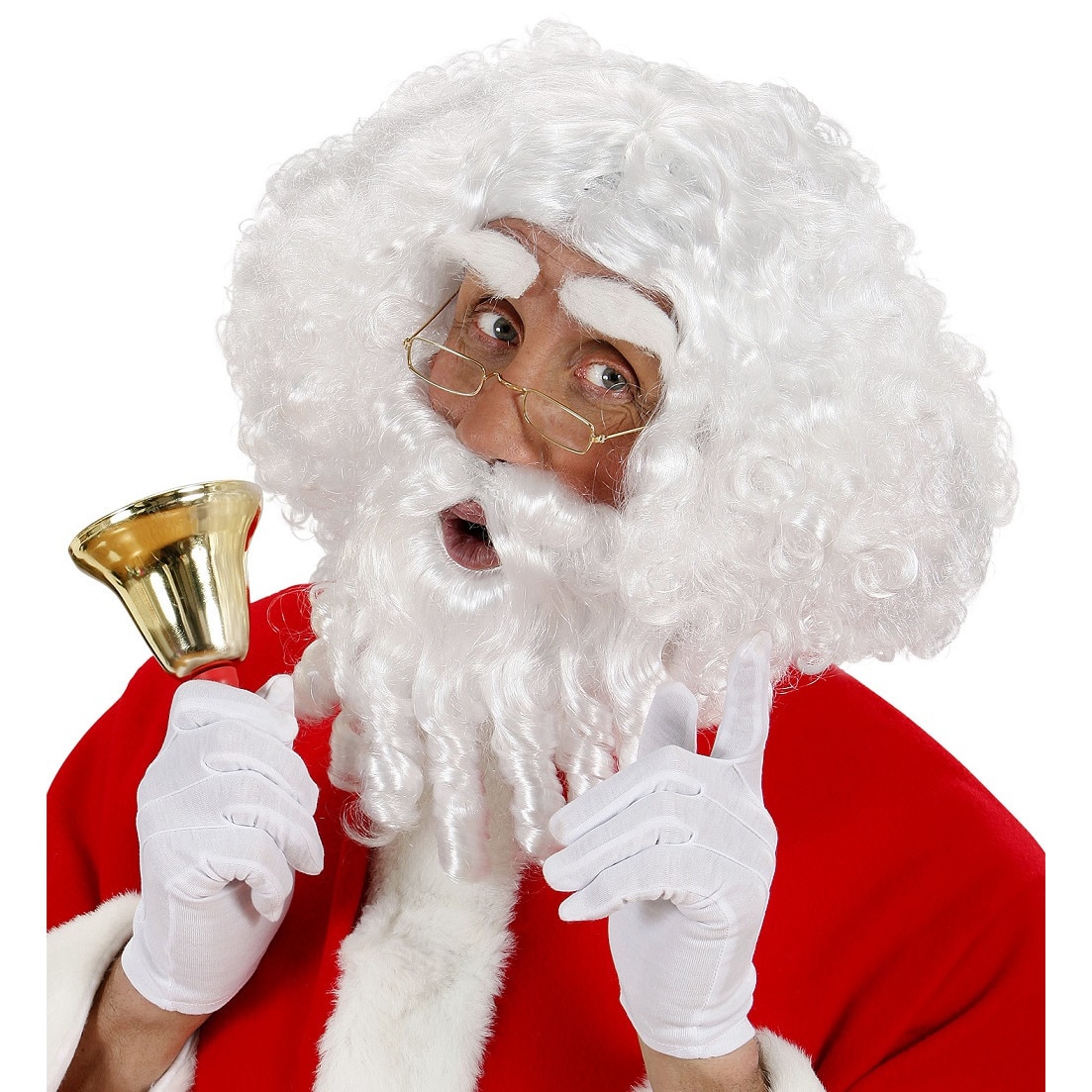 Set Mos Craciun cu peruca barba carliontata si sprancene