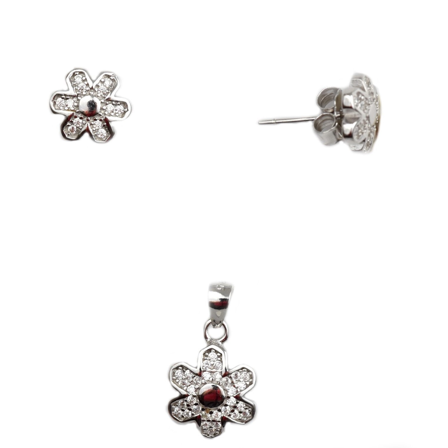 Set argint rodiat floricele - DA70