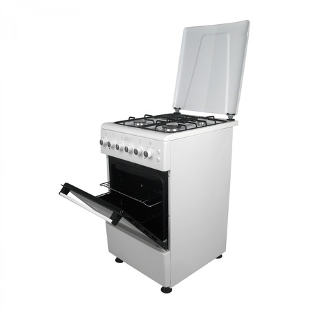 Aragaz Nuova Cucina, FE 50/60 cm, Cuptor gaz, 3 arzatoare gaz+1 electric, Grill electric, Timer, Alb