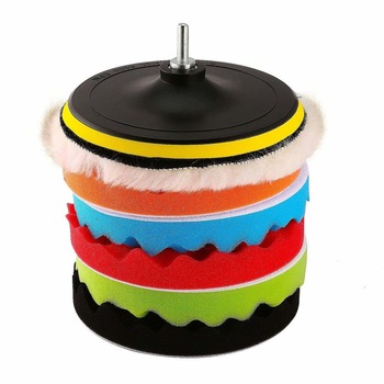 Set profesional polish auto, cu taler 150mm, 5 discuri / bureti, calota bumbac si adaptor bormasina Set profesional polish auto, cu taler 150mm, 5 discuri / bureti, calota bumbac si adaptor bormasina