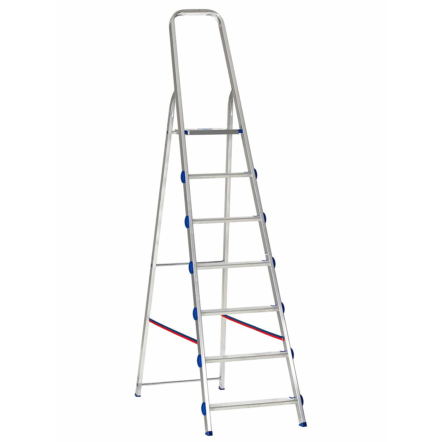 Scara aluminiu 7 trepte Golden - PIROLA Italy, H-max 150 cm, cu protectii de plastic