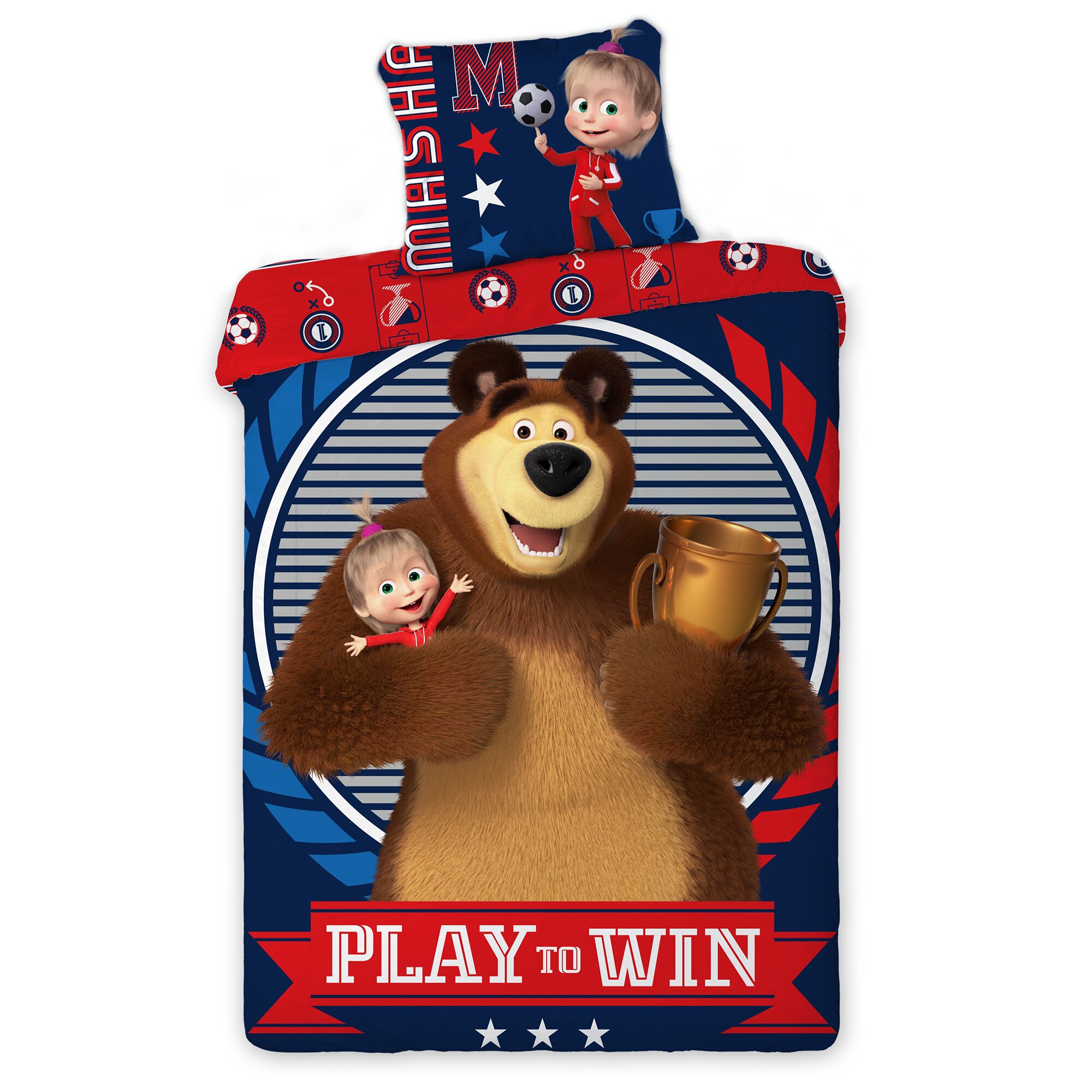 Lenjerie de pat Disney Masha Gecor, 160x200 cm, 100% bumbac, 2 piese, cod 038