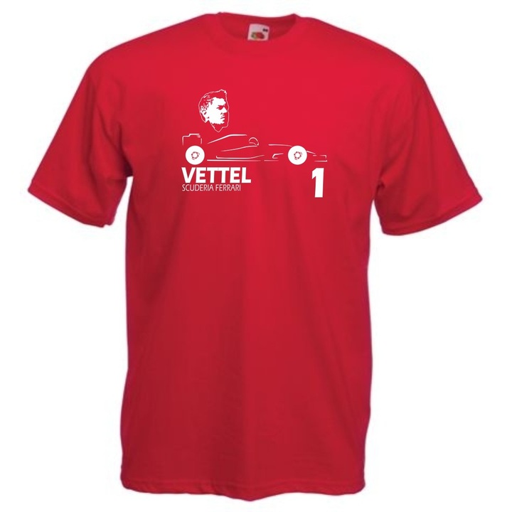 Sebastian Vettel Formula Fan A Rövid ujjú Póló Fiúk-Lányok részére Piros, 7-8 évesek részére, 128 méret