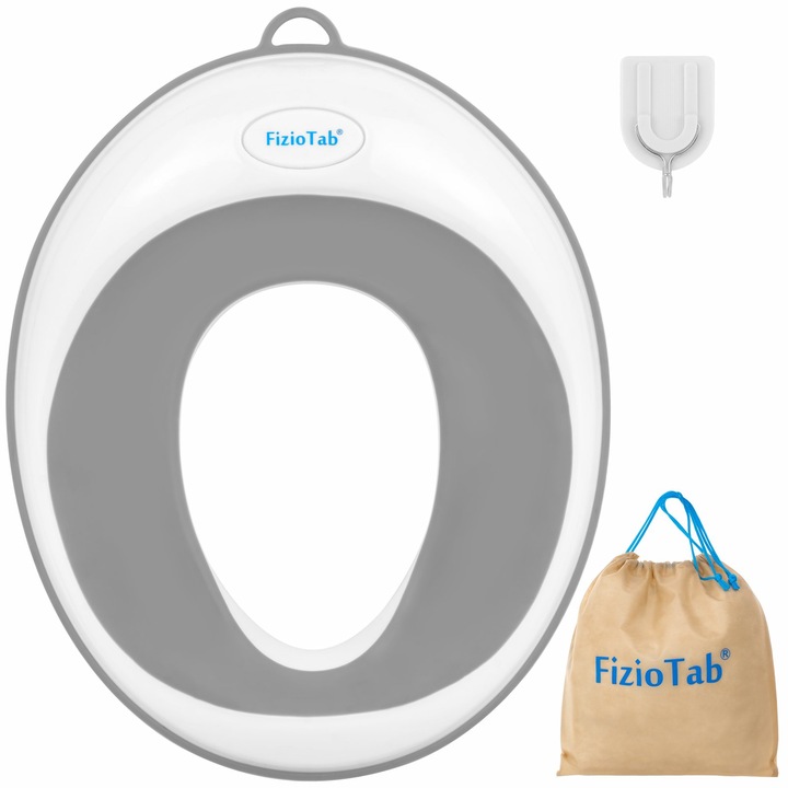 Reductor WC Copii FizioTab® - Suprafata de Siguranta Antialunecare, Antiderapant, Portabil, Alb/Gri