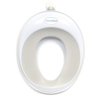 Reductor WC Copii, FizioTab® Kids - Reductor Scaunel de Toaleta Bebelusi, Moale, Portabil, Suprafata de Siguranta Antialunecare, Antiderapant, Carlig de Depozitare, 1 bucata, Alb/Gri