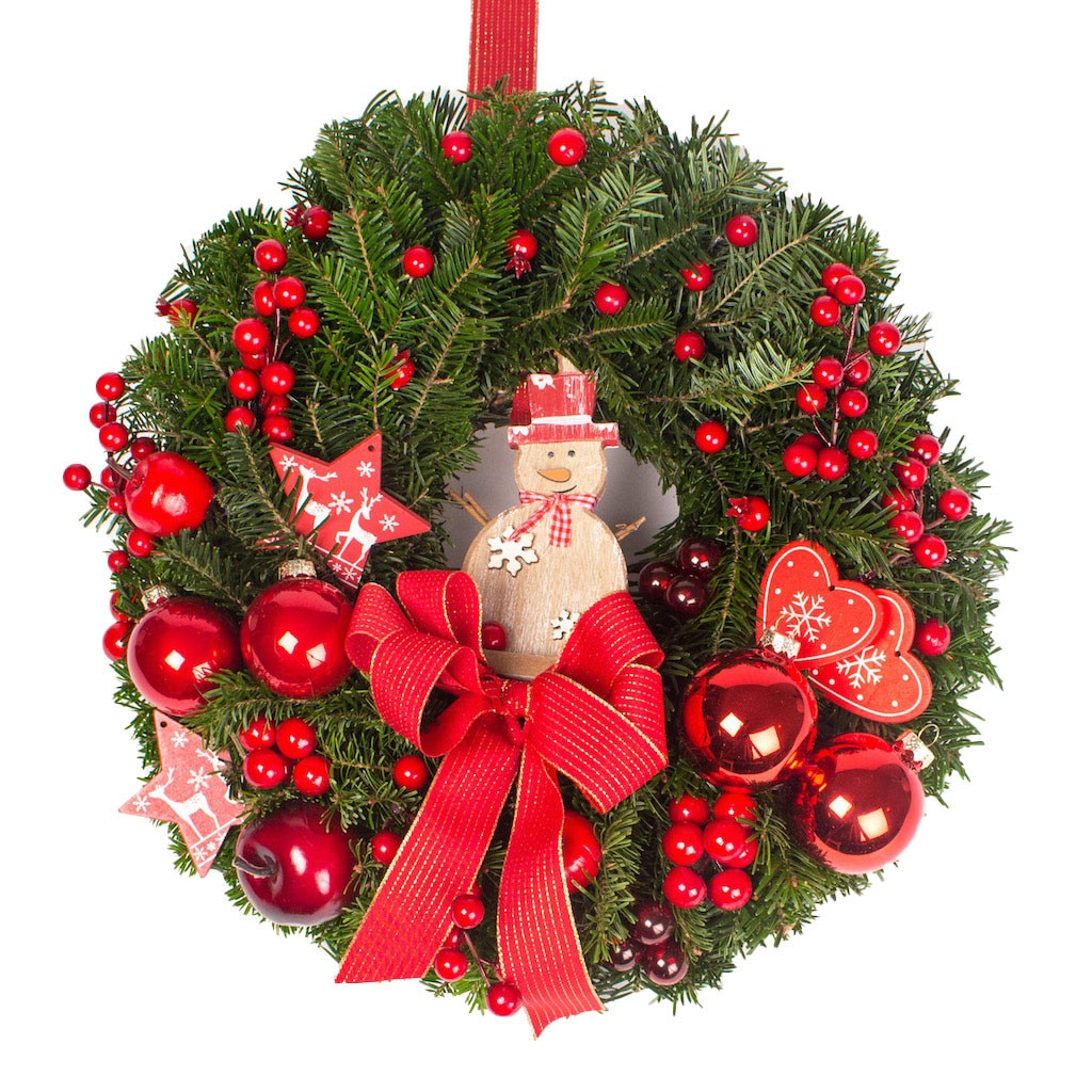 Coronita din brad de usa cu globuri si om de zapada - eMAG.ro