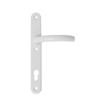 Maner usa exterior, Hoppe Lima, cu sild pentru cilindru, material aluminiu, culoare alb, 92 x 30 mm Maner usa exterior, Hoppe Lima, cu sild pentru cilindru, material aluminiu, culoare alb, 92 x 30 mm