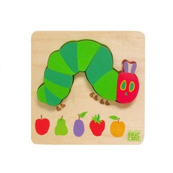 Joc puzzle din lemn omida, The Very Hungry Caterpillar, 4 piese Joc puzzle din lemn omida, The Very Hungry Caterpillar, 4 piese