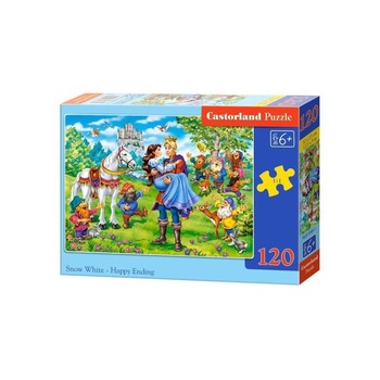 Puzzle cu 120 de piese Alba ca Zapada final fericit, Castorland, 13463 Puzzle cu 120 de piese Alba ca Zapada final fericit, Castorland, 13463