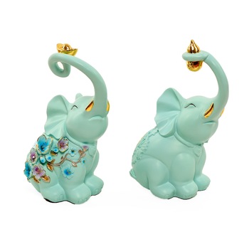 Set statuete ''Elefantii Indragostiti'' realizat din rasina, 29 cm Set statuete ''Elefantii Indragostiti'' realizat din rasina, 29 cm