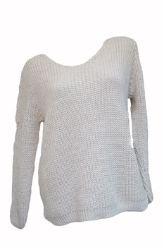 Pulover femei, croi larg, decolateu la spate, Nisipiu Pulover femei, croi larg, decolateu la spate, Nisipiu