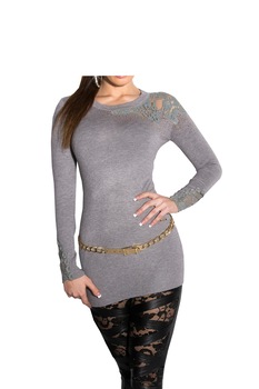 Pulover4, Koucla, La baza gatului, culoare Gri, marime One Size Pulover4, Koucla, La baza gatului, culoare Gri, marime One Size