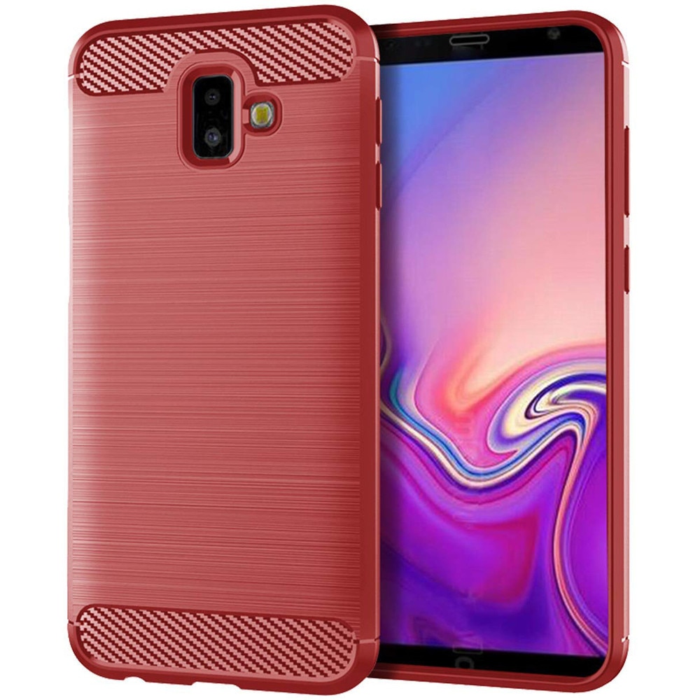 Husa Samsung Galaxy J6 Plus (2018) - Tpu Carbon Fibre Brushed - rosu