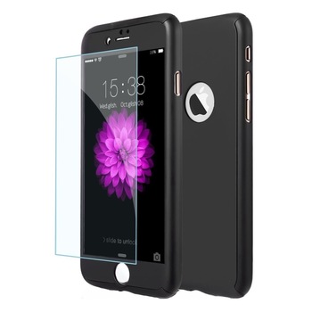 Husa Full Cover 360° (fata + spate + geam sticla) pentru iPhone 8 Plus, Negru Husa Full Cover 360° (fata + spate + geam sticla) pentru iPhone 8 Plus, Negru