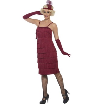 Costum anii 20 cu franjuri Burgundia complet S Costum anii 20 cu franjuri Burgundia complet S