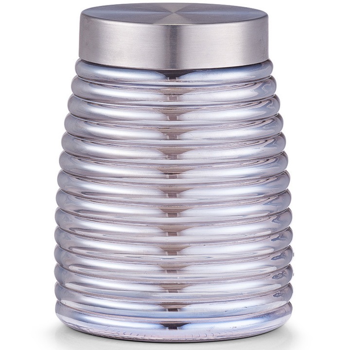 Borcan Zeller din sticla/metal pentru alimente si lichide, 12.5 cm, 1250 ml, Argintiu